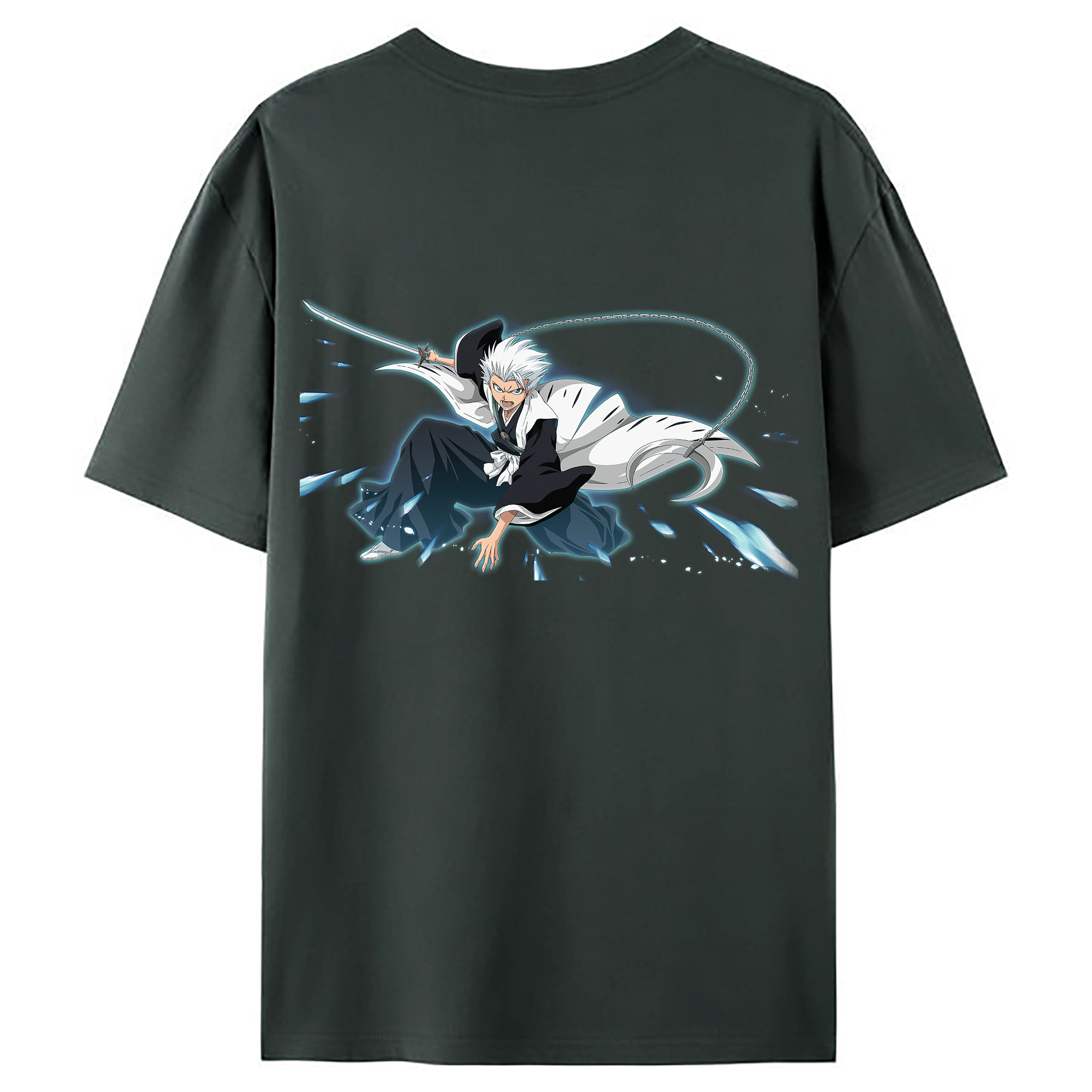 （画像用） ブリーチ 日番谷冬獅郎（ひつがや とうしろう） BLEACH Hitsugaya Toushirou 綿100％ メンズ半袖Tシャツ（バックプリント） 通気性